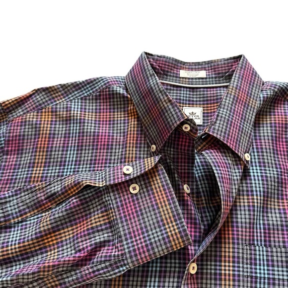 Peter Millar Shirt Colorful Plaid Button Down Purple Pink Orange Cotton Size XL - Picture 1 of 12